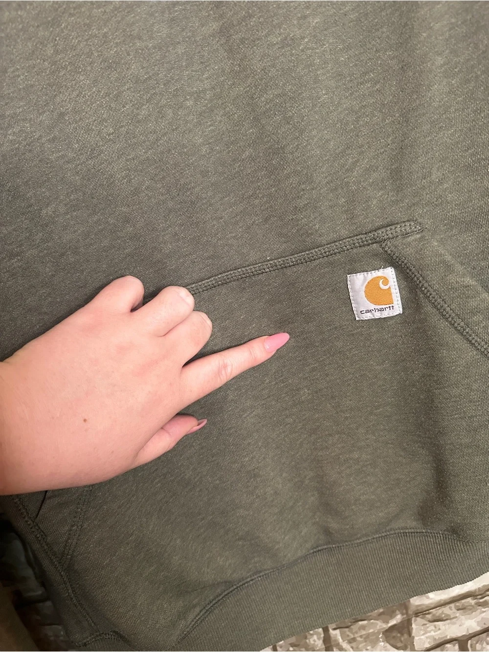 Carhartt Unisex Olive Green Quarter-Zip Sweatshirt Size Small